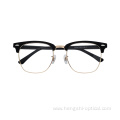 Half-Rim Men Fashion Cool Vintage Retro Metal Acetate Optical Eyewear Frames